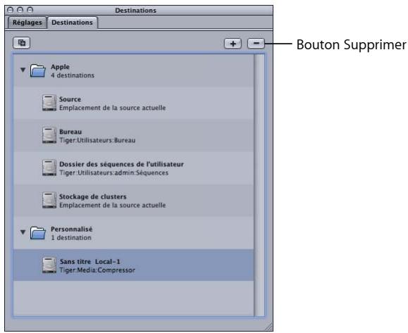 APPLE COMPRESSOR 4 - Pour supprimer une destination - 1