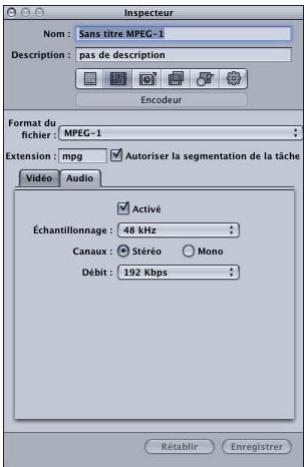 APPLE COMPRESSOR 4 - À propos de l'onglet Audio MPEG-1 - 1