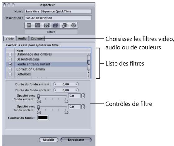 APPLE COMPRESSOR 4 - À propos de la sous-fenêtre Filtres - 1