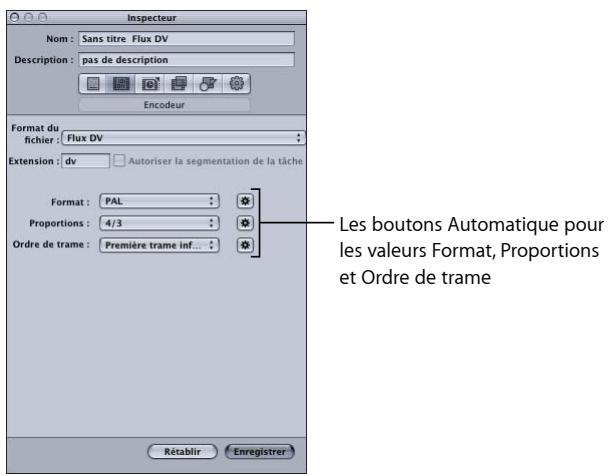 APPLE COMPRESSOR 4 - À propos de la sous-fenêtre Encodeur DV - 1