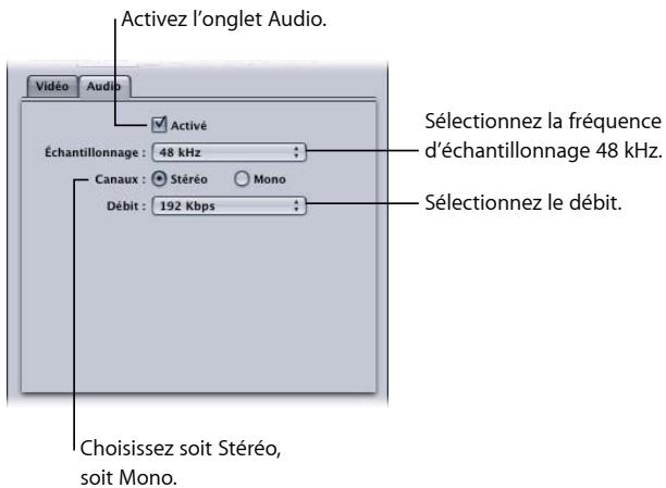 APPLE COMPRESSOR 4 - Étape 3: Configuration des réglages audio - 1