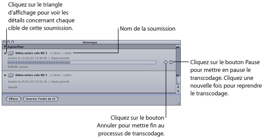 APPLE COMPRESSOR 4 - À propos de la fenêtre Historique - 2
