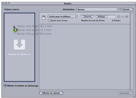 APPLE COMPRESSOR 4 - Pour transcoder des fichiers multimédias sources à l'aide d'une droplet ouverte - 1