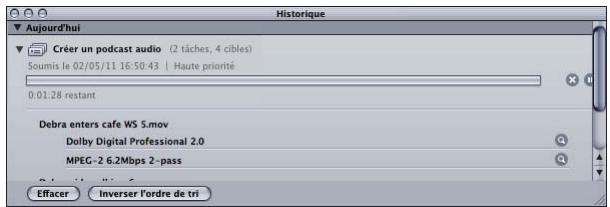 APPLE COMPRESSOR 4 - Pour ouvrir et fermer la fenêtre Historique - 1