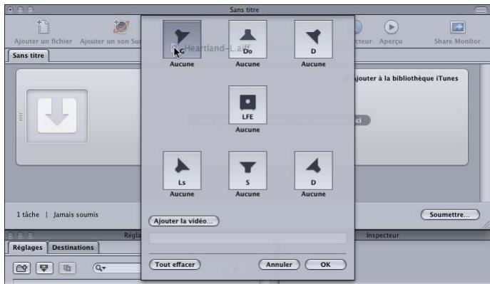 APPLE COMPRESSOR 4 - Pour affecter manuellement des fichiers audio sources aux canaux d'un flux audio Surround - 1