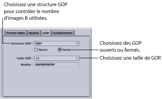 APPLE COMPRESSOR 4 - Pour ouvrir l'onglet GOP et désir les réglages GOP - 1