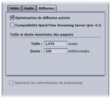 APPLE COMPRESSOR 4 - Sous-fenêtre Diffusion - 1