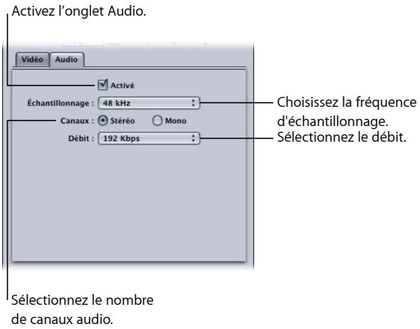 APPLE COMPRESSOR 4 - Pour ouvrir l'onglet Audio et besoin les réglages audio - 1