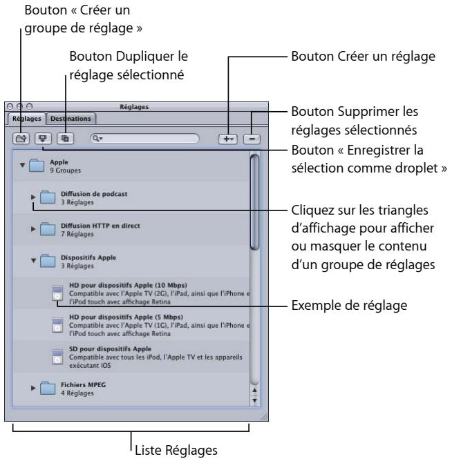 APPLE COMPRESSOR 4 - À propos de l'onglet Réglages - 1