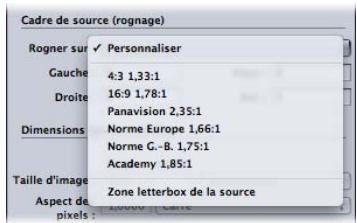 APPLE COMPRESSOR 4 - Réglages Cadre de source (rognage) - 1