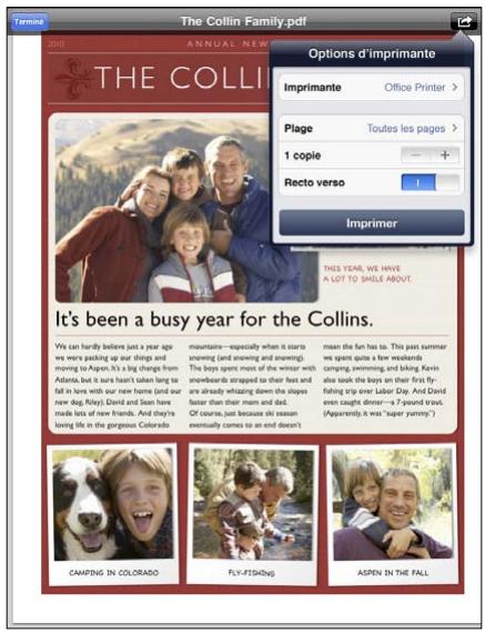 APPLE IPAD 2 WI-FI - Pour imprimer un document : - 1