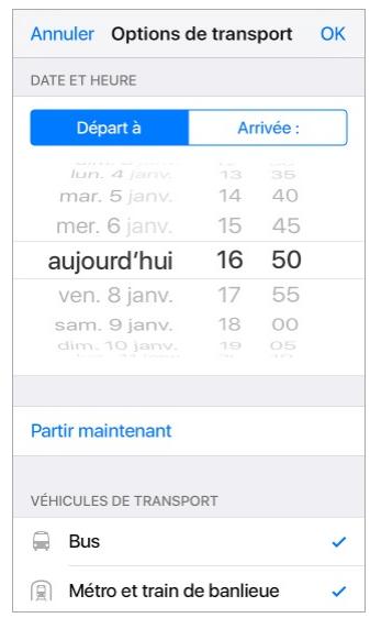 Pour rechercher un itinéraire à partir de l'écran d'accueil : Sur l'iPhone 6s et 2