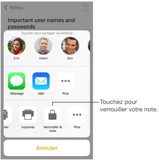 Verrouiller vos notes 1