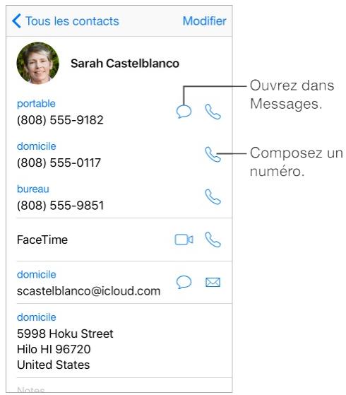 Contacts en un coup d'oeil 1