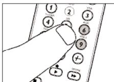 Diagram showing finger pressing a button on a device with numbered buttons and directional arrows indicating movement or navigation.
