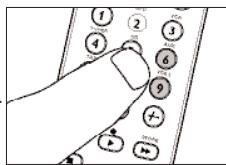 Hand interacting with a device showing numbered buttons and navigation icons