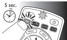 PHILIPS SRP4004 - Voorbeeld: de universele afstandsbediening instellen voor bediening van uw TV: - 1