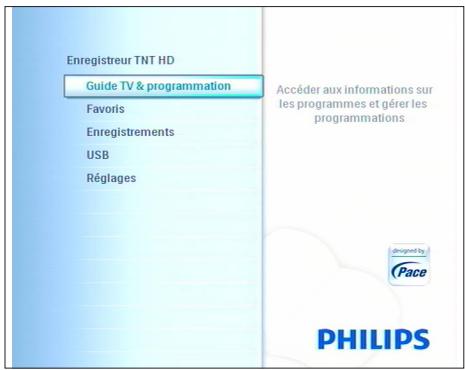 PHILIPS HDT8010 - Présentation du menu principal - 1