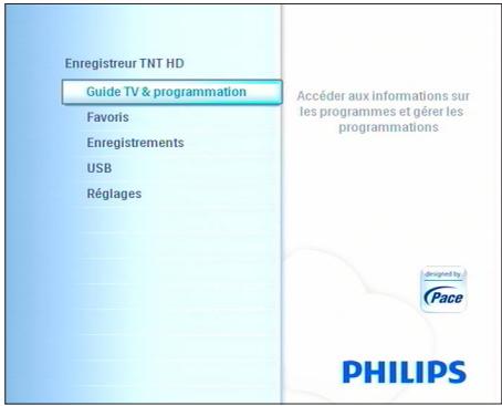 PHILIPS HDT8010 - Présentation détaillée du menu - 1