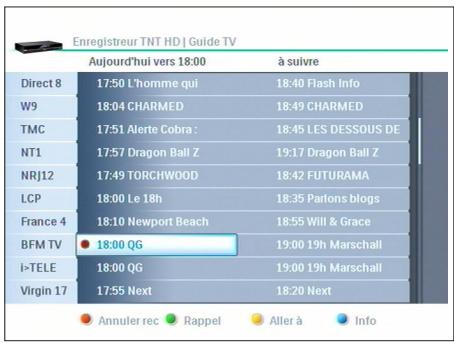 PHILIPS HDT8010 - Programmer un enregistrement via le guide TV - 1
