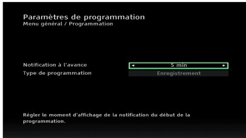 PHILIPS DSR 2020 - Paramétrer la période de pré-notification d'un enregistrementprogrammé - 1