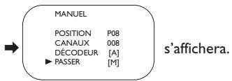 MANUEL POSITION P08 CANAUX 008 DÉCODEUR [A] ► PASSER [M] s'affichera.
