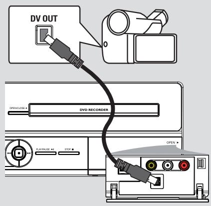 DV OUT OPEN/LOCK A DVD RECORDER PLAY/MAKE ☑ STOP ☑ OPEN