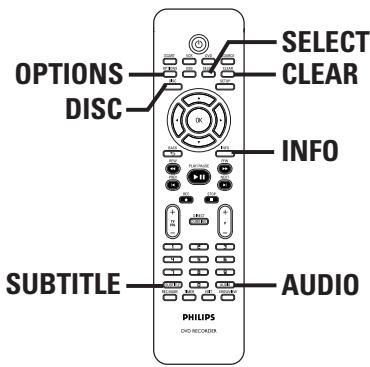 OPTIONS DISC SELECT CLEAR INFO SUBTITLE AUDIO PHILIPS DIQ RECORDER