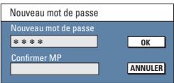 Nouveau mot de passe Nouveau mot de passe * * * * OK Confirmer MP ANNULER