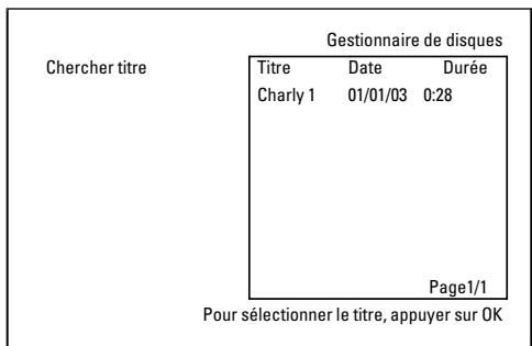 PHILIPS DVDR730 - Rechercher un titre dans le Disc Manager - 1