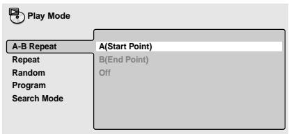 PIONEER DV 454 - Press ENTER on 'A(Start Point)' to set the loop start point. - 1