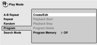 PIONEER DV 454 - Select 'Create/Edit' from the list of program options. - 1