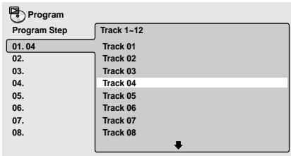 PIONEER DV 454 - Select a title, chapter, folder or track for the current step in the program list. - 3
