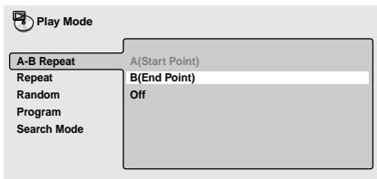 PIONEER DV 454 - Press ENTER on 'B(End Point)' to set the loop end point. - 1