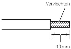 PIONEER GM-D8601 - Strip met een draadtang of zakmes ongeveer 10mm van het uiteinde van de accukabel, de aardkabel en de kabel van de systeemafstandsbediening, en draai het blootgelegde uiteinde van de kabel samen. - 1