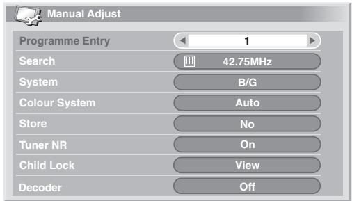 PIONEER PDP-4270XD - Setting up analogue TV channels manually - 1