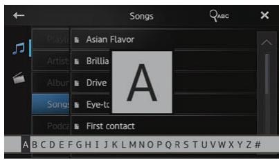 PIONEER SPH-DA110 - Tapotec la touche ABC pour afficher I'ecran de recherche alphabétique. - 1
