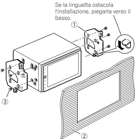PIONEER SPH-DA120 - Installazione usando i fori delle viti sul lato del prodotto - 2
