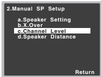 PIONEER VSX-323-K - Sélectionnez 'Channel Level' sur le menu Manual SP Setup. - 1