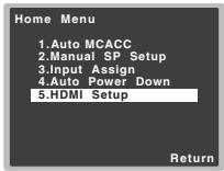 PIONEER VSX-323-K - Selectionnez 'HDMI Setup' dans le menu Home Menu. - 1