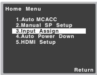 PIONEER VSX-323-K - Selectionnez 'Input Assign' sur la page Home Menu. - 1