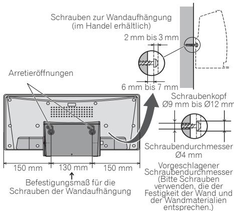 PIONEER XSMC00 - Die Schrauben zur Wandaufhängung in die Wand einschrauben und sie damit im angegebenen Befestigungsma (130 mm) auseinander anbringen. - 1