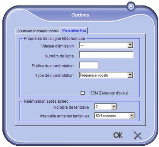 SAGEM AGORIS M943XBDN - Description de l'onglet Paramètres Fax - 1