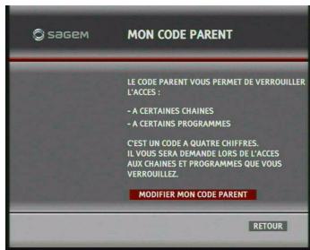 SAGEM DT85N HD - Mon code parent - 1
