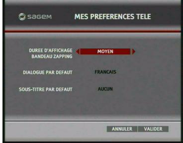 SAGEM DT85N HD - Temps d'affichage de la bannière de zapping - 1