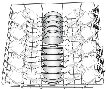 WHIRLPOOL WDP340PAFW  - USE & CARE GUIDE - Modelo de entrega para 10 puestos (cuando la canastilla de los cubiertos está en la canasta inferior) - 1