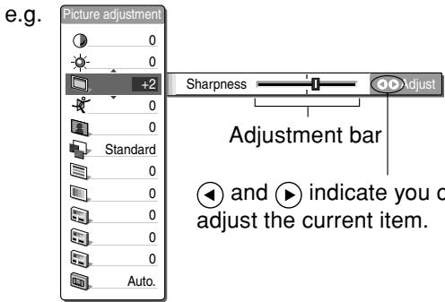 TOSHIBA ET1 - Use the  and  buttons to adjust the selected item. - 1