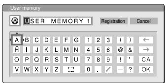 TOSHIBA ET1 - Press the 口 button, move the cursor to the user memory registration name, then press the OK button. - 3