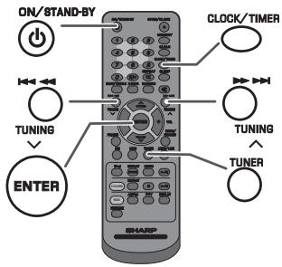 ON/STAND-BY CLOCK/TIMER TUNING TUNING TUNER ENTER