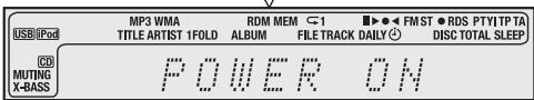 USB iPod MP3 WMA TITLE ARTIST 1FOLD RDM MEM ⬣1 ALBUM FILE TRACK DAILY ⏱ FM ST ● RDS PTYI TP TA DISC TOTAL SLEEP CD MUTING X-BASS P O W E R O N